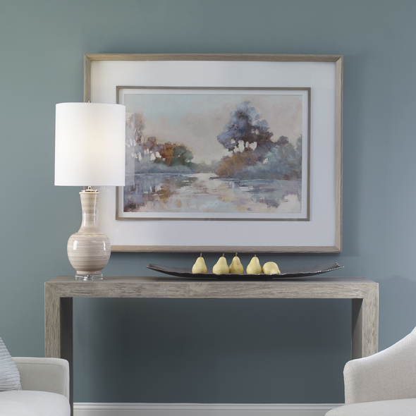 art for living room Uttermost Landscape Prints Traditional Landscape, Wood Frame And Fillet Under Glass, White Matting, Soft Tones, Watercolor Look, Blues, Greens, Blush, Amber, Sagebrush