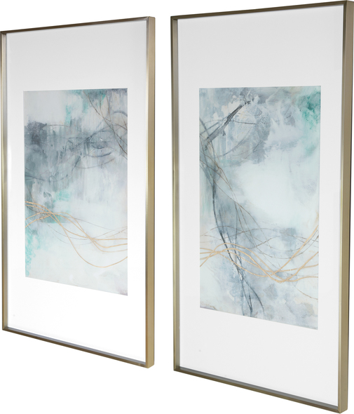 photo frame arrangement ideas Uttermost Modern Art Aqua, Gray, Gold, Ivory, Abstracts, Framed Prints, Under Glass, Large White Matting, Brushed Gold Profile Frame