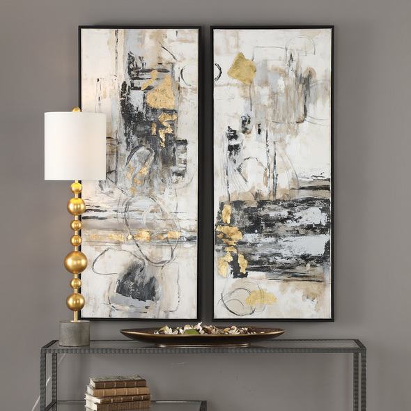 canvas and decor Uttermost Abstract Art Hand Painted Canvas Over Wooden Stretchers With A Thin Black Gallery Frame.