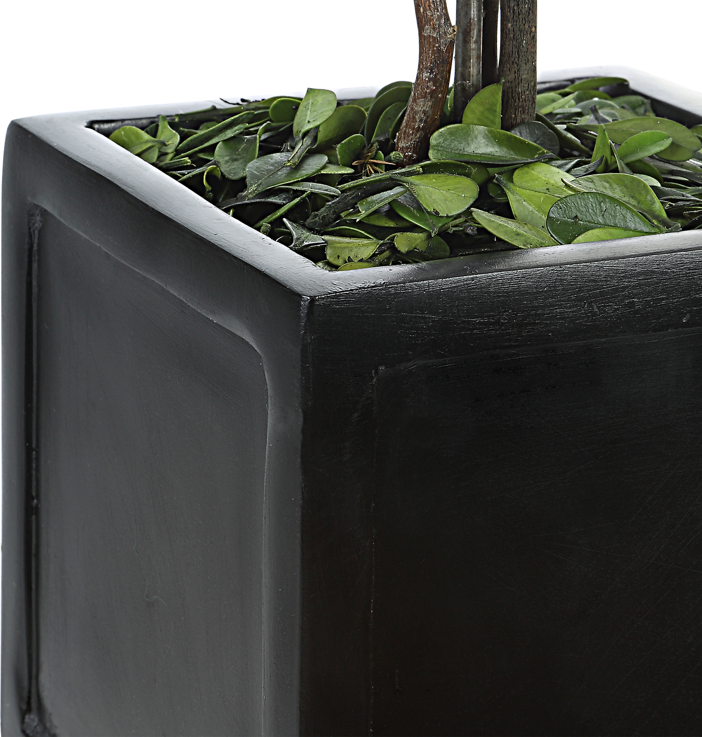 nice flower pots Uttermost Trees-Greenery Natural Evergreen Foliage Preserved While Freshly Picked, Looks And Feels Like Living Boxwood. Supported By Natural Willow Branches, Two Square Topiaries Are Potted In Contemporary Ball Footed Planters Finished In Satin Black. For Indoor Use Only.