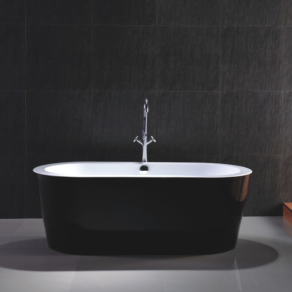 oval stand alone bathtub Vanity Art Black