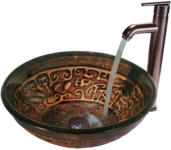 Vigo Glass Sink and Vessel Faucet Sets Bathroom Vanity Sinks Oil Rubbed Bronze