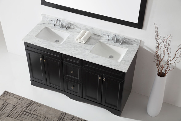 white wooden bathroom cabinet Virtu Bathroom Vanity Set Dark Transitional