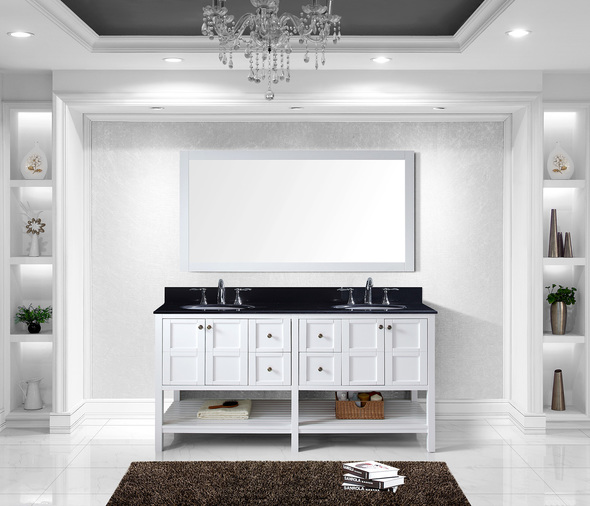 double vanity bathroom 60 inch Virtu Bathroom Vanity Set Light Transitional
