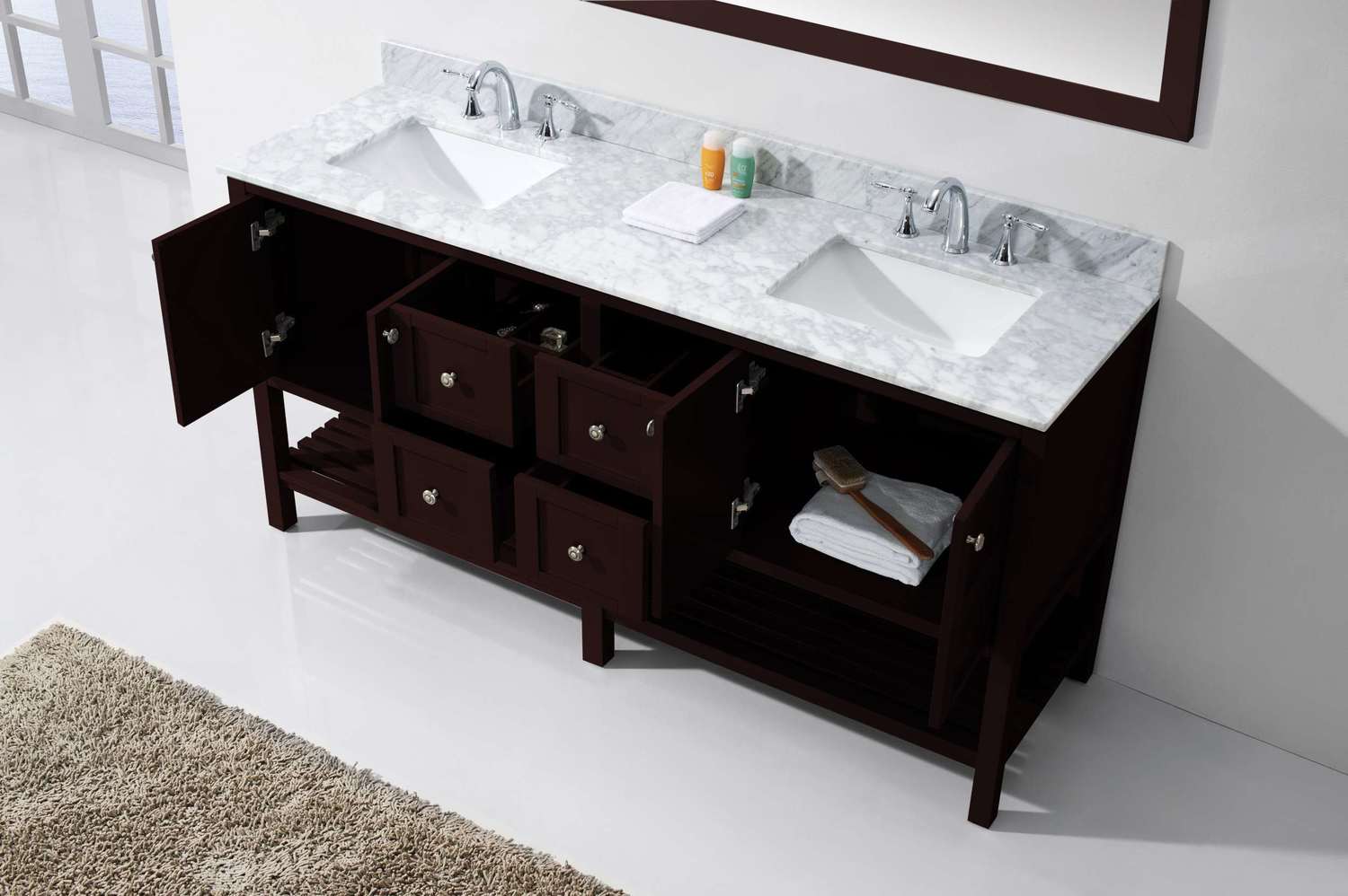 small oak vanity unit Virtu Bathroom Vanity Set Dark Transitional