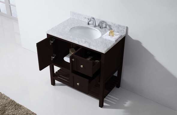 long vanity with one sink Virtu Bathroom Vanity Set Dark Transitional