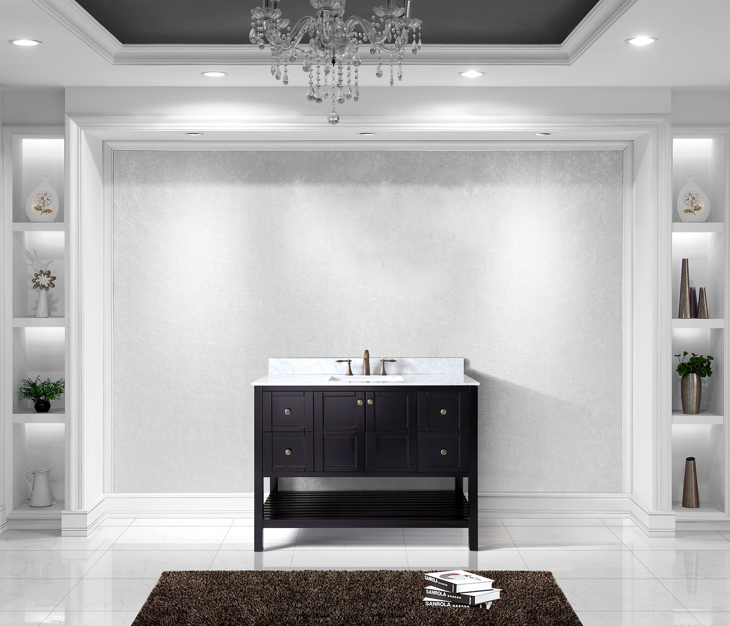 70 bathroom vanity top single sink Virtu Bathroom Vanity Set Dark Transitional
