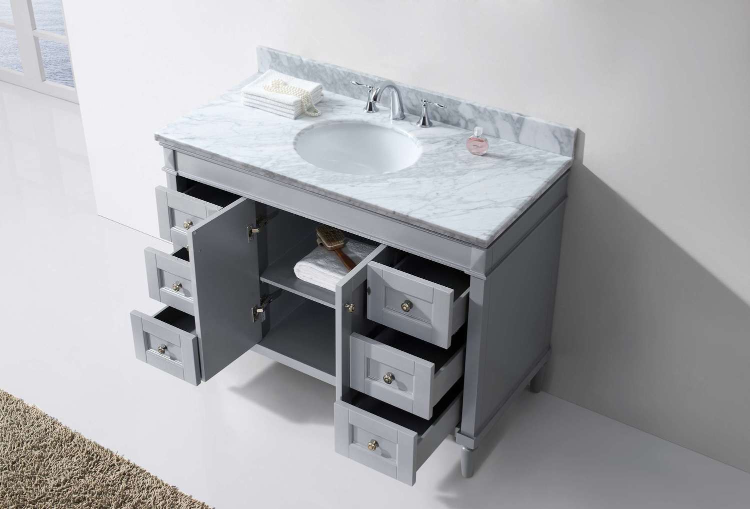install vanity sink Virtu Bathroom Vanity Set Medium Transitional