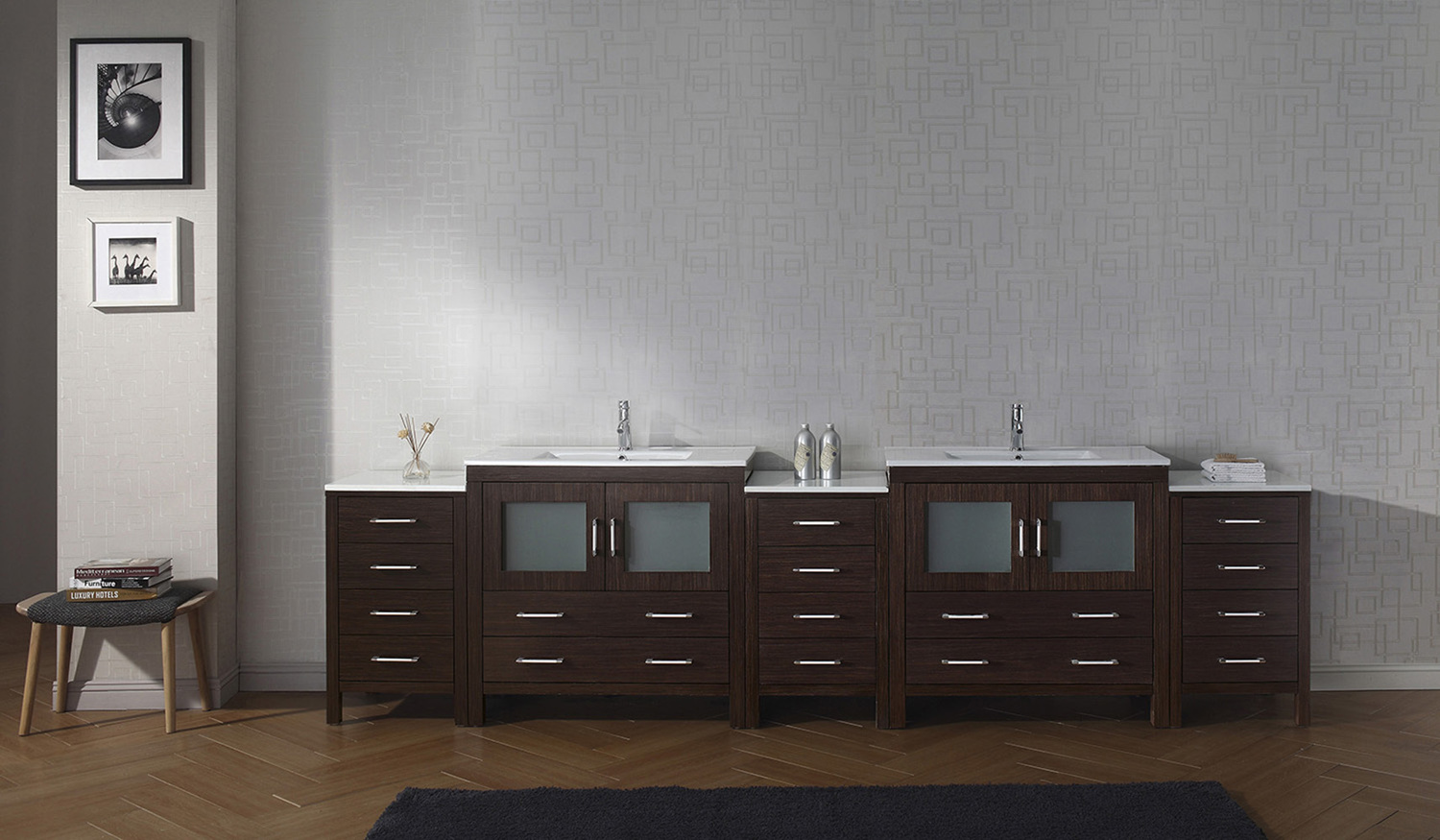 wooden bathroom cabinet Virtu Bathroom Vanity Set Dark Modern