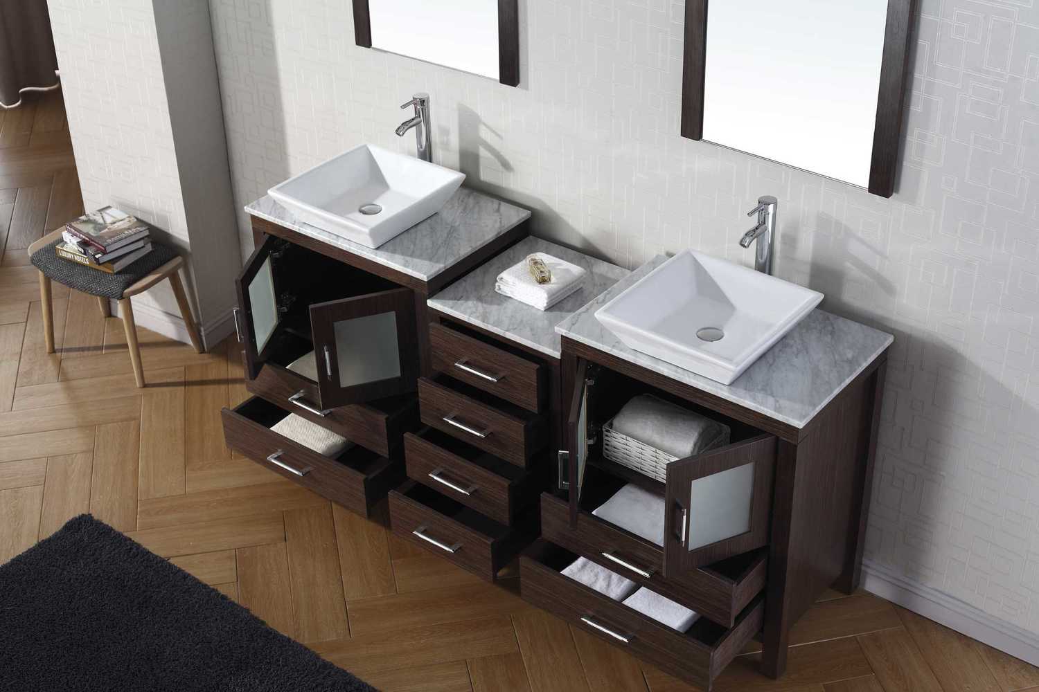 best small vanity Virtu Bathroom Vanity Set Dark Modern