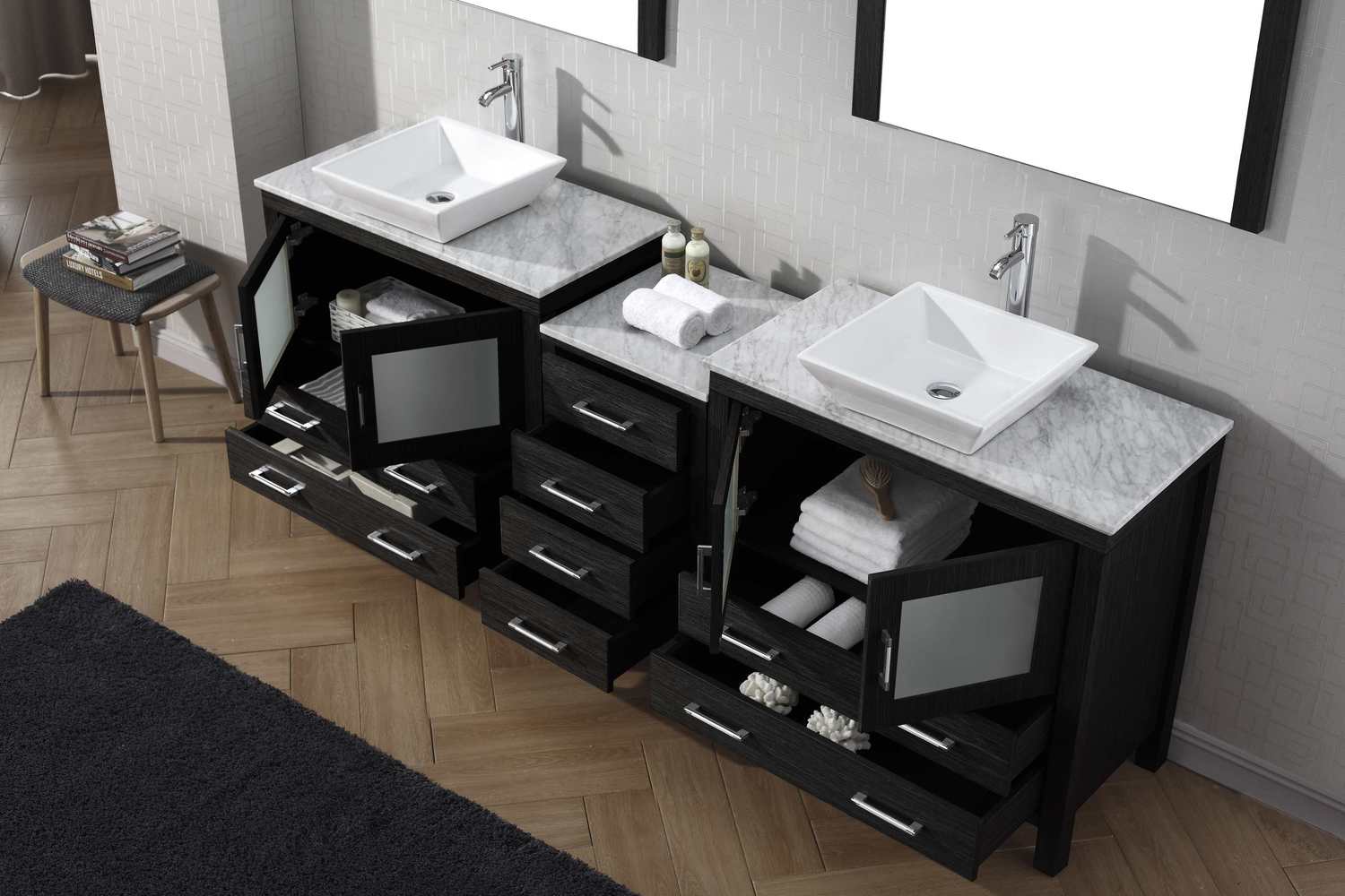 counter top basin design Virtu Bathroom Vanity Set Dark Modern