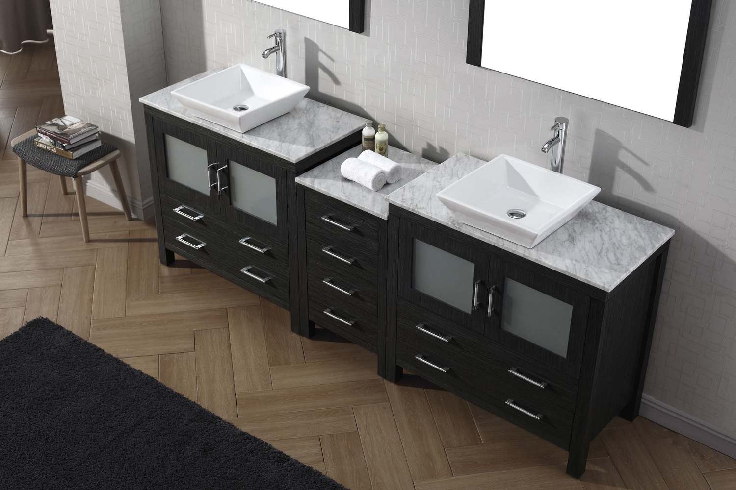 72 inch bathroom cabinet Virtu Bathroom Vanity Set Dark Modern