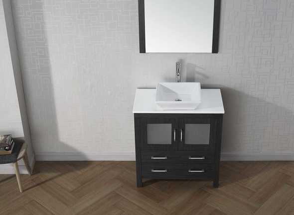 white bathroom vanity with gold hardware Virtu Bathroom Vanity Set Dark Modern