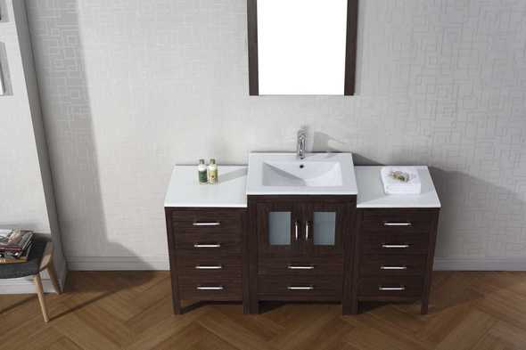 double sink vanity with tower Virtu Bathroom Vanity Set Dark Modern