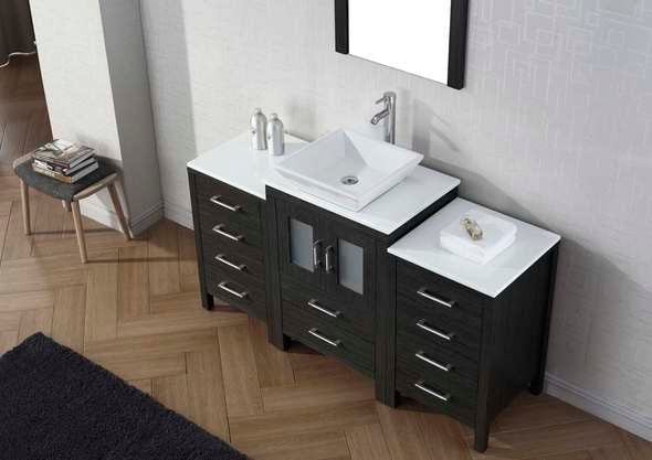 double sink vanity with top Virtu Bathroom Vanity Set Dark Modern