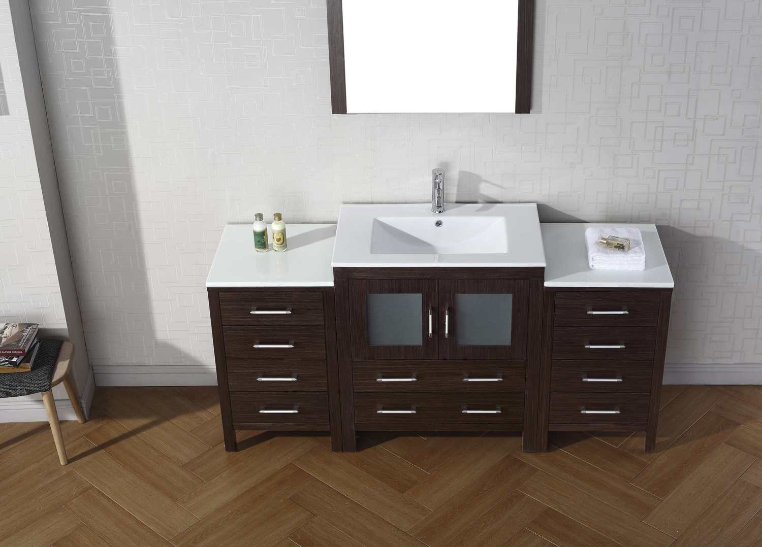 vanity counter tops with sink Virtu Bathroom Vanity Set Dark Modern