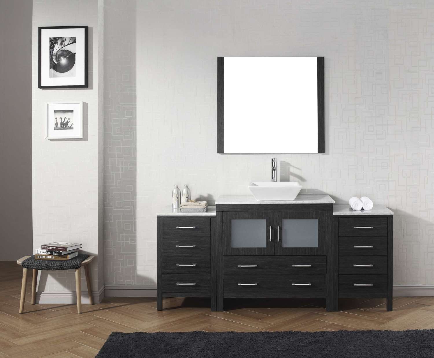 70 inch bathroom vanity with top Virtu Bathroom Vanity Set Dark Modern