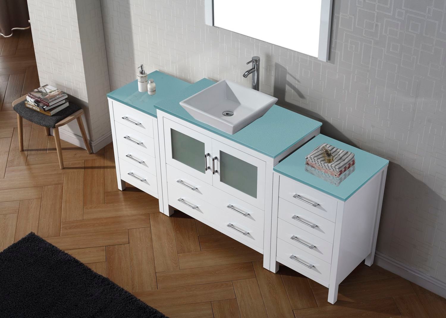 vanity unit with bowl sink Virtu Bathroom Vanity Set Light Modern
