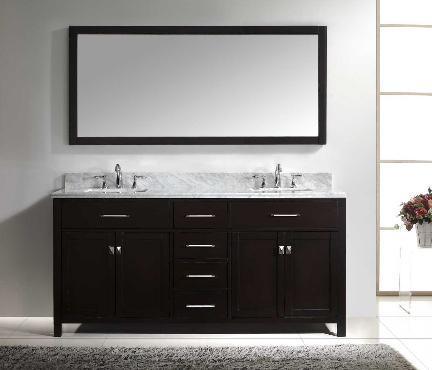 wood bathroom countertops ideas Virtu Bathroom Vanity Set Dark Transitional