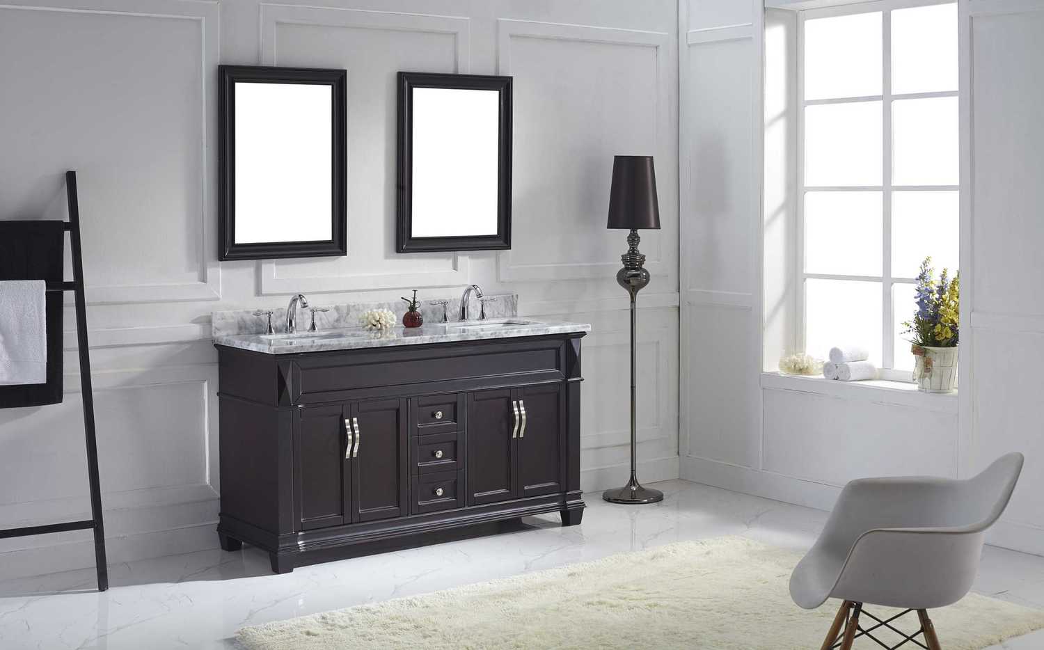 two vanity bathroom Virtu Bathroom Vanity Set Dark Transitional