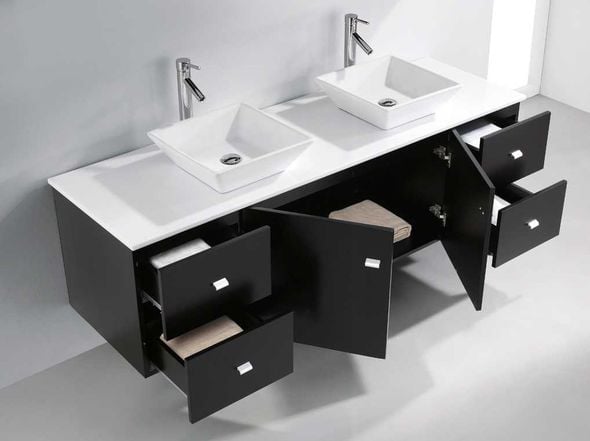 two sink bathroom vanity Virtu Bathroom Vanity Set Dark Modern