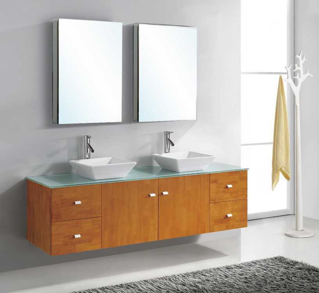 60 vanity base Virtu Bathroom Vanity Set Honey Oak Modern