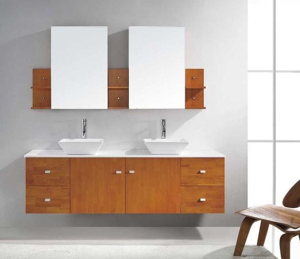 small basin and vanity unit Virtu Bathroom Vanity Set Honey Oak Modern