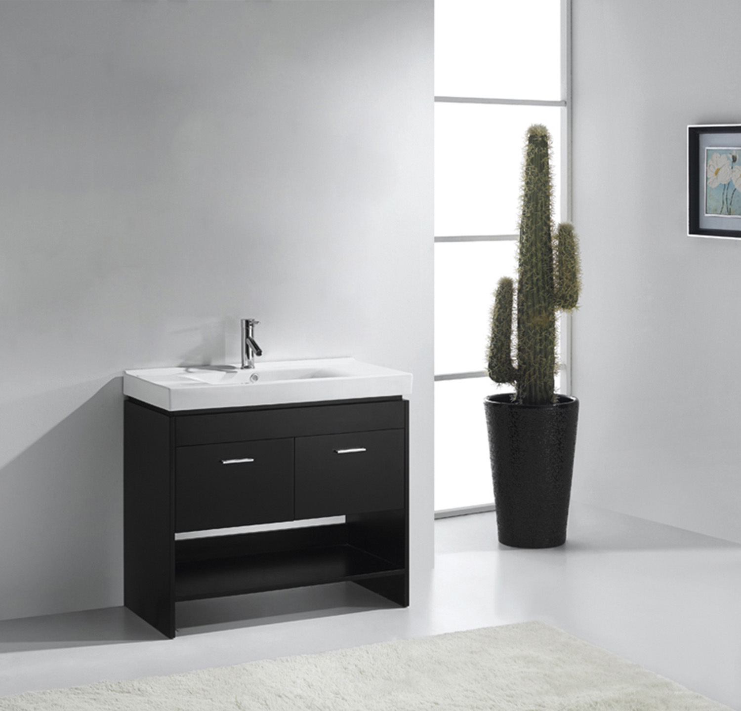 double sink bathroom vanity with storage tower Virtu Bathroom Vanity Set Dark Modern