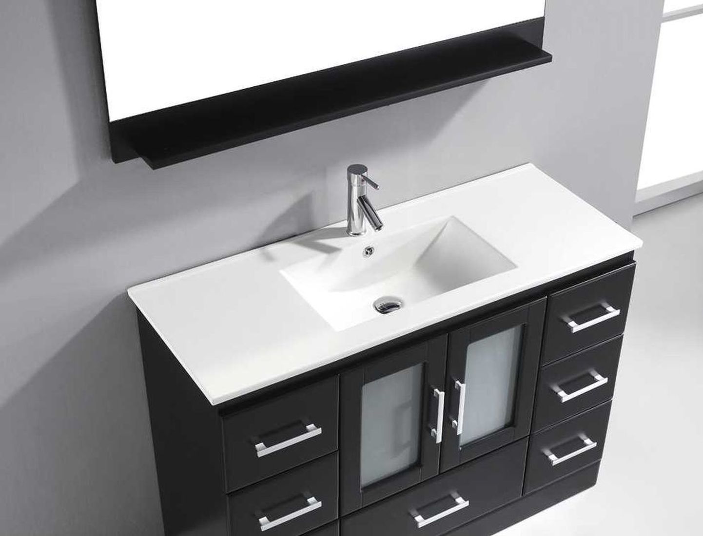 bathroom vanity unit with sink and toilet Virtu Bathroom Vanity Set Dark Modern