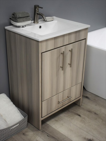 bathroom cabinet with sink and faucet Volpa Bathroom Vanities Ash Grey Modern