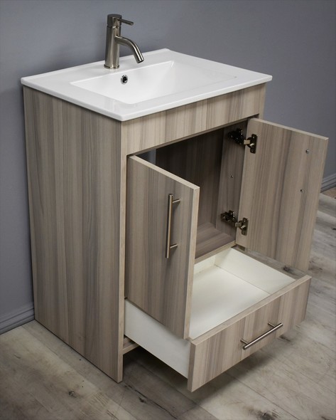 bathroom cabinet with sink and faucet Volpa Bathroom Vanities Ash Grey Modern