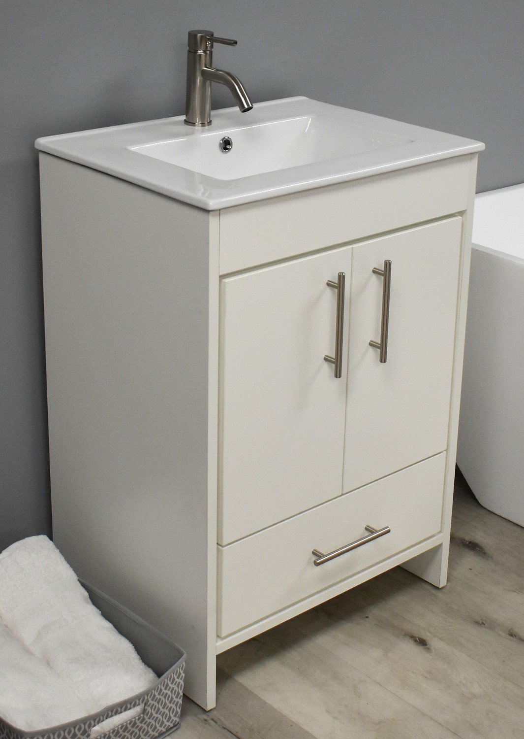 single farmhouse bathroom vanity Volpa Bathroom Vanities Soft White Modern