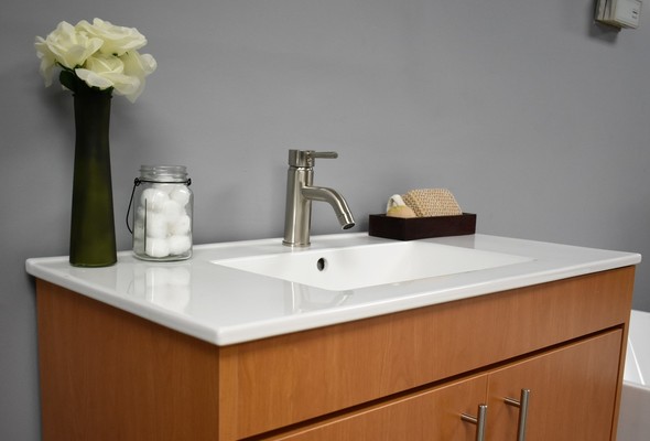 white oak single vanity Volpa Bathroom Vanities Honey Maple Modern