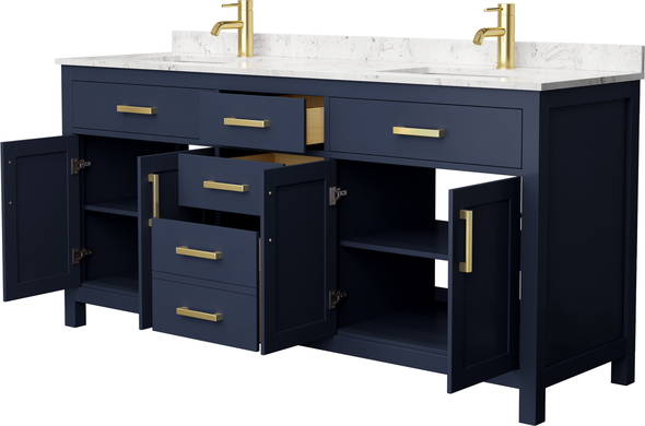 white bathroom vanity with gold hardware Wyndham Vanity Set Dark Blue Modern
