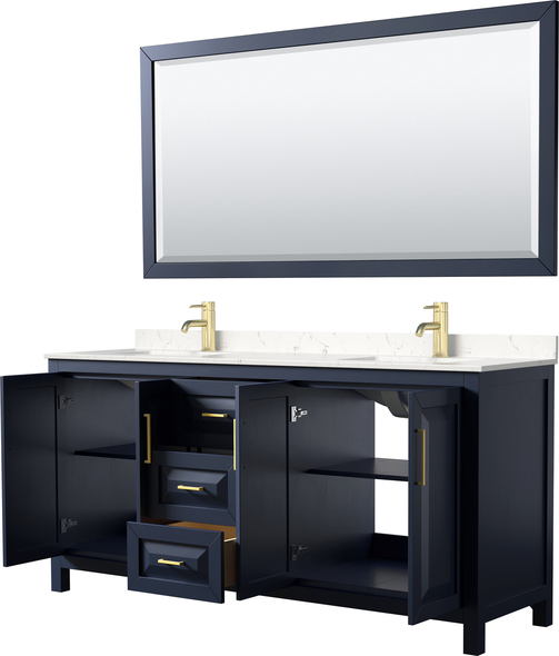 wood bathroom countertops ideas Wyndham Vanity Set Dark Blue Modern