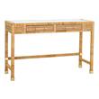 Desks Contemporary Design Furniture Amara-Desk Glass Rattan Veneer Wood Natural CDF-H21010 793580619907 Desks Glass Wood HARDWOOD Hardwoods 