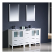 double vanity with storage tower Fresca White Modern