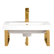 Bathroom Vanities James Martin Boston Stainless Steel Radiant Gold Radiant Gold 055BK16RGD20WG2 840108929588 Floating Console Under 30 Modern Wall Mount Vanities With Top and Sink 