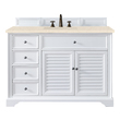 Bathroom Vanities James Martin Savannah Yellow Poplar Plywood Panels Bright White Bright White 238-104-V48-BW-3EMR 840108926990 Vanity Single Sink Vanities 40-50 Traditional White With Top and Sink 