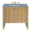 Bathroom Vanities James Martin Hudson Ash Solids and Plywood Panels Light Natural Oak Light Natural Oak 435-V36-LNO-3CBL 840108949906 Vanity Single Sink Vanities 30-40 Modern Light Brown With Top and Sink 