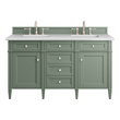 Bathroom Vanities James Martin Brittany Yellow Poplar Plywood Panels Smokey Celadon Smokey Celadon 650-V60D-SC-3AF 840108950988 Vanity Double Sink Vanities 50-70 Transitional Green With Top and Sink 