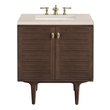 Bathroom Vanities James Martin Amberly Rubber Wood Solids and Plywood Mid-Century Walnut Mid-Century Walnut 670-V30-WLT-3EMR 840108951336 Vanity Single Sink Vanities Under 30 Modern Dark Brown Wall Mount Vanities With Top and Sink 