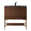 vanity counter tops with sink James Martin Vanity Mid-Century Walnut Transitional