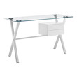 Desks Modway Furniture Stasis White EEI-1181-WHI 848387017569 Computer Desks Whitesnow Glass Metal Aluminum Stainless Complete Vanity Sets 