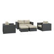 sectional with corner seat Modway Furniture Sofa Sectionals Canvas Antique Beige