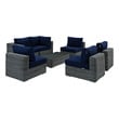 wicker corner lounge Modway Furniture Sofa Sectionals Canvas Navy