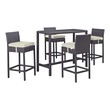 outdoor pub table and chairs set Modway Furniture Bar and Dining Espresso Beige
