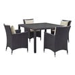 table & chairs set Modway Furniture Bar and Dining Espresso Beige