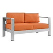 white leather sofa with chaise Modway Furniture Sofa Sectionals Silver Orange