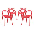 Dining Room Sets Modway Furniture Entangled Red EEI-2348-RED-SET 889654069591 Dining Chairs Red Burgundy ruby Set of 2 Set of 3 Set of 4 Set Dining Red Complete Vanity Sets 